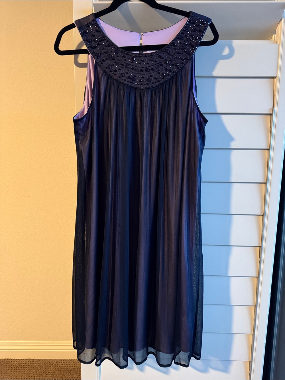 Beaded Neckline Plum Purple Sleeveless Dress